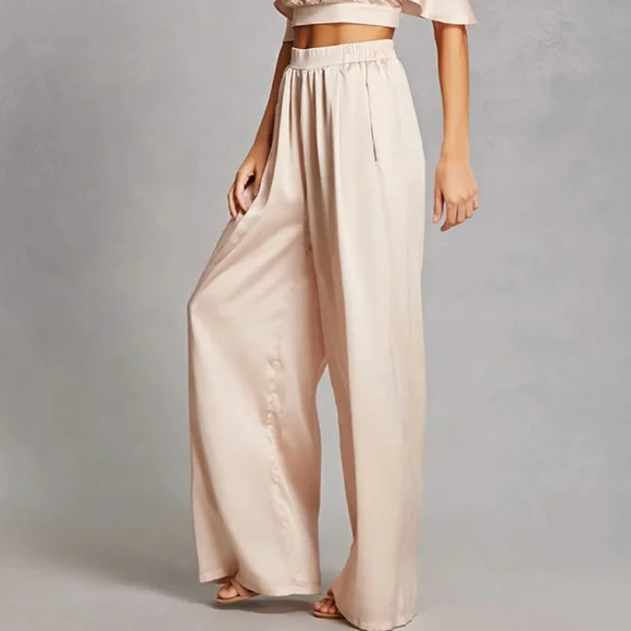 NWT Oh My Love OML london satin wide leg natural pant 6 - Picture 1 of 7